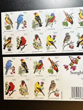 100ct Songbirds Forever Stamps, 5 Books, FREE SHIPPING, Nature, Animals